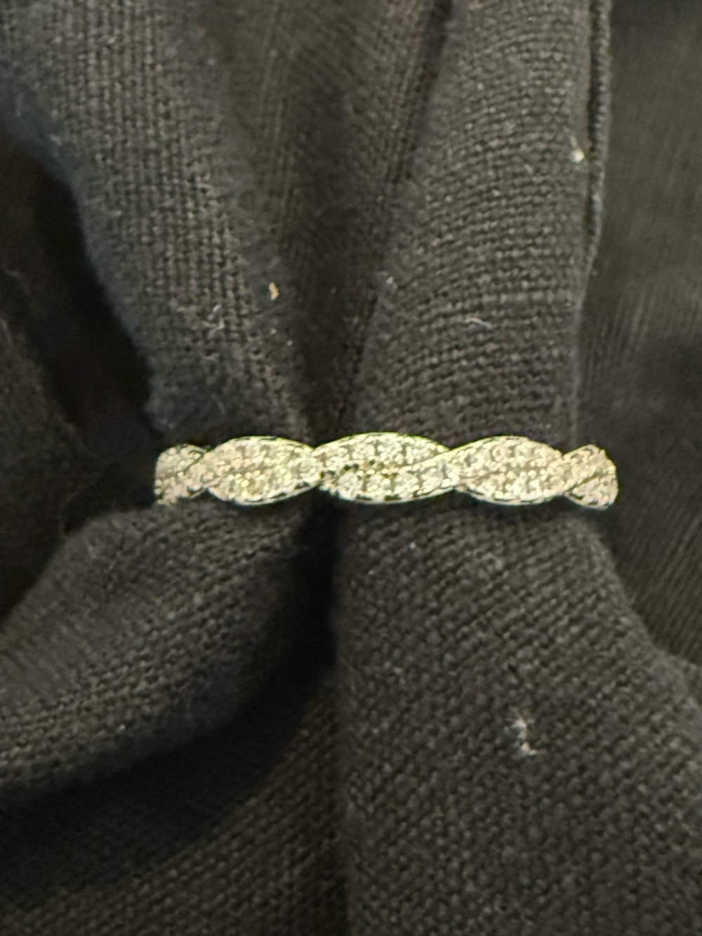 Pave Diamond and Sterling Silver Ring - .4 CT, Size 6